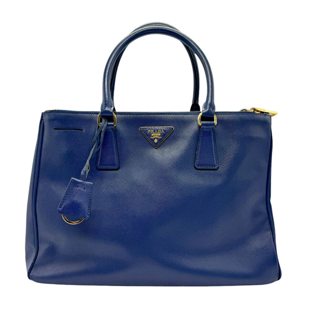Prada Shoulder Galleria gold Saffiano 2way Navy Bag leather Blue Gold Blue - Picture 2 of 5